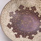 Medium Circular Brass Footed Bowl with Purple & Beige Enameled Designs