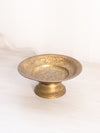 Medium Circular Brass Footed Dish with Etched Floral Designs