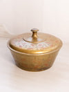 Medium Circular Brass Lidded Dish with Fancy Red Designs