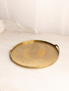 Medium Circular Brass Tray with Etched Floral Designs