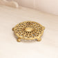 Medium Circular Brass Trivet with Ornate Designs and 5 Feet