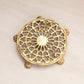 Medium Circular Brass Trivet with Ornate Designs and 5 Feet