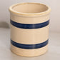 Vintage Medium Circular Ceramic Cream Crock with Blue Stripes