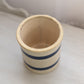 Vintage Medium Circular Ceramic Cream Crock with Blue Stripes