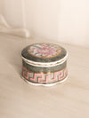Medium Circular Green and Pink Ceramic Lidded Jar with Floral Designs
