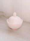 Medium Circular Pink Stone Lidded Dish with Shell Finial