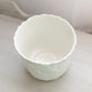 Medium Circular White Ceramic Planter with Floral Iris Details