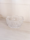 Medium Clear Crystal Glass Scalloped Bowl with Etched Bird Designs