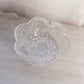 Medium Clear Crystal Glass Scalloped Bowl with Etched Bird Designs