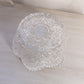 Medium Clear Crystal Glass Scalloped Bowl with Etched Bird Designs