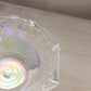 Vintage Medium Clear Iridescent Glass Ruffled Hobstar Bowl