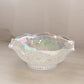 Vintage Medium Clear Iridescent Glass Ruffled Hobstar Bowl