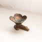 Medium Copper Silver Bronze Tone Metal Flower on Branch Figurine