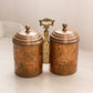 Medium Copper Silver Tone Caddy with Attached 2 Canisters