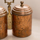 Medium Copper Silver Tone Caddy with Attached 2 Canisters