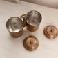 Medium Copper Silver Tone Caddy with Attached 2 Canisters