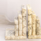 Medium Cream Alabaster Bookends with Book Designs (Made in Italy)