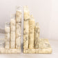 Medium Cream Alabaster Bookends with Book Designs (Made in Italy)