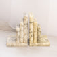 Medium Cream Alabaster Bookends with Book Designs (Made in Italy)