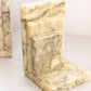 Medium Cream Alabaster Bookends with Book Designs (Made in Italy)