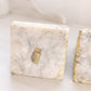 Medium Cream Alabaster Bookends with Book Designs (Made in Italy)
