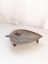 Medium Dark Gold Tone Brass Frog on Lily Pad Dish with 3 Branch Legs