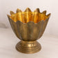 Medium Footed Brass Vase with Pointy Scalloped Rim