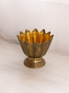 Medium Footed Brass Vase with Pointy Scalloped Rim