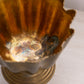 Medium Footed Brass Vase with Pointy Scalloped Rim