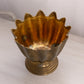 Medium Footed Brass Vase with Pointy Scalloped Rim