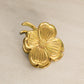 Medium Gold Tone Brass Floral or Clover Clip