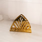 Medium Gold Tone Brass Triangular Napkin Letter Holder