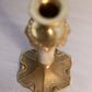 Medium Gold Tone Metal Candlestick with Onyx Stone Stem