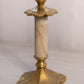 Medium Gold Tone Metal Candlestick with Onyx Stone Stem