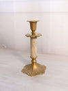 Medium Gold Tone Metal Candlestick with Onyx Stone Stem