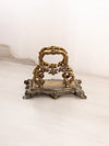 Medium Gold Tone Napkin Letter Holder with Floral Designs
