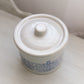 Medium Gray Ceramic Lidded Crock with Blue Floral Designs