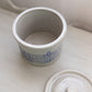Medium Gray Ceramic Lidded Crock with Blue Floral Designs