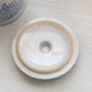 Medium Gray Ceramic Lidded Crock with Blue Floral Designs