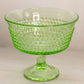 Vintage LE Smith Medium Green Glass Hobnail Flared Compote