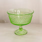 Vintage LE Smith Medium Green Glass Hobnail Flared Compote
