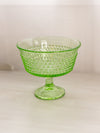 Vintage LE Smith Medium Green Glass Hobnail Flared Compote