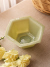 Vintage Hexagonal Jadeite Green Glass Bowl or Planter