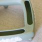 Medium Matte Green & Off-White Ceramic Flower Arranger