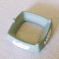 Medium Matte Green & Off-White Ceramic Flower Arranger