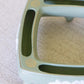 Medium Matte Green & Off-White Ceramic Flower Arranger