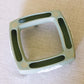 Medium Matte Green & Off-White Ceramic Flower Arranger
