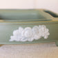 Medium Matte Green & Off-White Ceramic Flower Arranger
