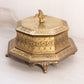 Medium Octagonal Brass Lidded Dish with Swan Finial
