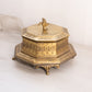Medium Octagonal Brass Lidded Dish with Swan Finial
